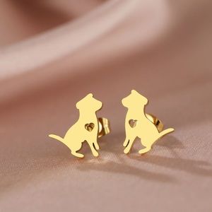 DOG LOVER GOLD Stainless Steel Stud Earrings with Gift Bag